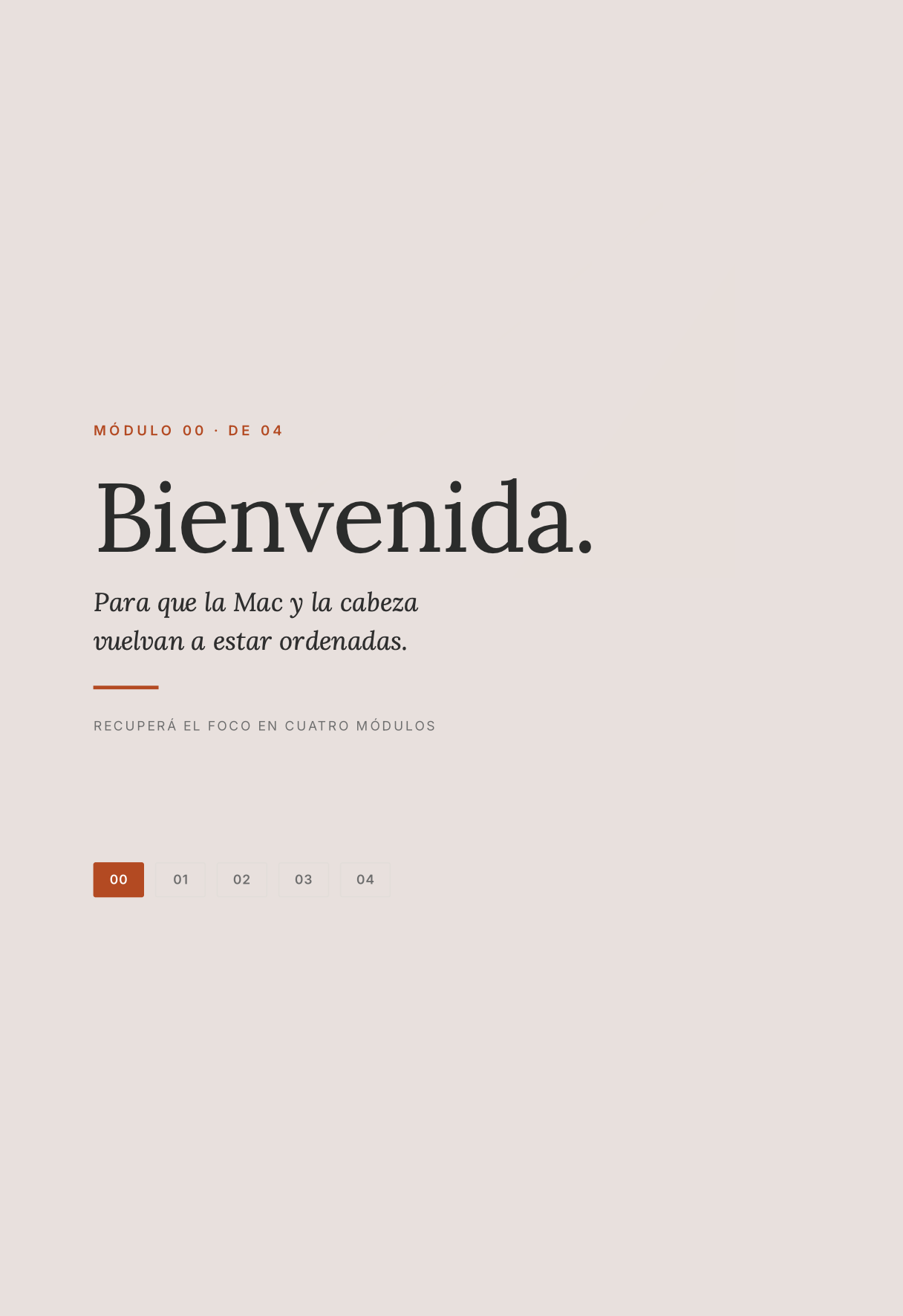 Bienvenida — módulo 00