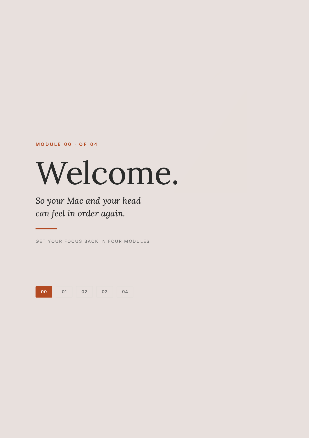 Welcome — module 00